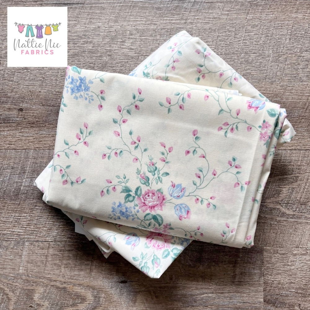 Vintage Full (double) Sheet Set, JcPenneys, Brand‎ New cream with pink floral
